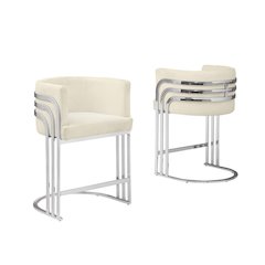 Best Quality furniture Cream with silver barstool, Set of two