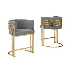 Best Quality furniture Dark grey with gold counter height, Set of two