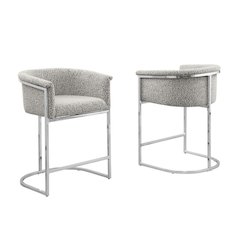 Best Quality teddy Boucle in rich gray counter height chair - Set of 2