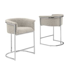 Best Quality teddy Boucle in gray barstool - Set of 2