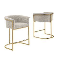 Best Quality teddy Boucle in gray counter height chair - Set of 2