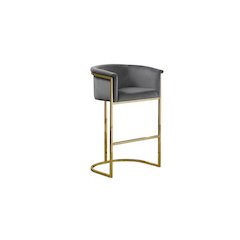 24" Dark Gray Velvet Upholstered Counter Height with Gold Base-Single
