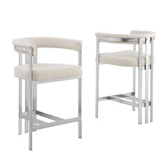 Glam gatsby Cream counter height chairs- Set of 2