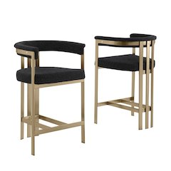 Glam gatsby Black counter height chairs- Set of 2