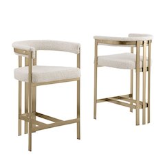 Glam gatsby Cream counter height chairs- Set of 2