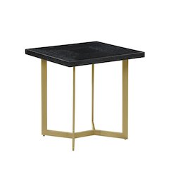 Black wood top end table w/ gold color iron legs