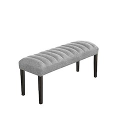 Single dark grey linen fabric dining bench