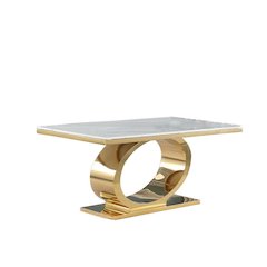 Small 68" Rectangular marble top dining table with a gold color base