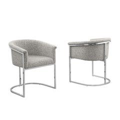 Best Quality teddy Boucle in rich gray side chair - Set of 2
