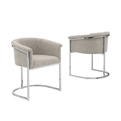 Best Quality teddy Boucle in gray side chair - Set of 2