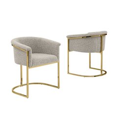 Best Quality teddy Boucle in gray side chair - Set of 2