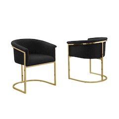 Best Quality teddy Boucle in black side chair - Set of 2