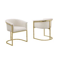 Best Quality teddy Boucle in cream side chair - Set of 2