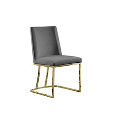 Velvet Upholstered Side Chair, Gold Color Legs, 4 Colors to Choose (Set of 2) - Dark Grey