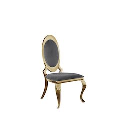 Velvet Uph. Dining Chair, Gold Stainless Steel Frame (Set of 2) - Dark Grey
