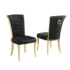 Black velvet side chairs with gold color base (SET OF 2)