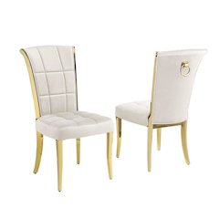 Cream velvet chairs with gold color base (SET OF 2)