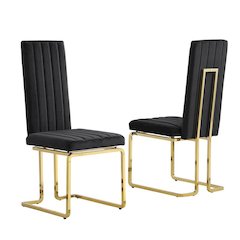 Black velvet side chairs with gold color base (SET OF 2)