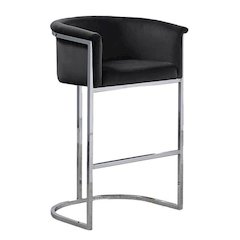24" Black Velvet Upholstered Counter Height with Silver Base Single