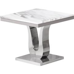 Marble Top End Table with Stainless Steel Base