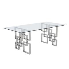 Stainless Steel 7 Piece Dining Set, Navy Velvet 585