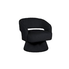 Black Velvet Swivel Accent Barrel Chair