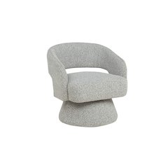 Rich Gray Boucle Swivel Accent Barrel Chair