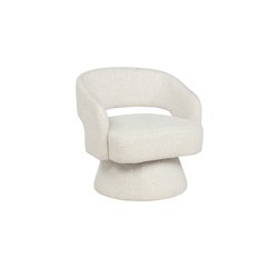 Cream Boucle Swivel Accent Barrel Chair
