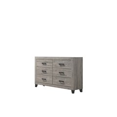 Light grey 6-drawers bedroom dresser