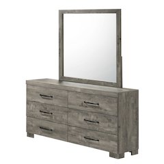 Modern 6-Drawer Dresser With Mirror In Antique Gray Color