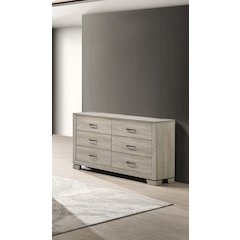 Greige Rustic Oak 6-Drawers Dresser
