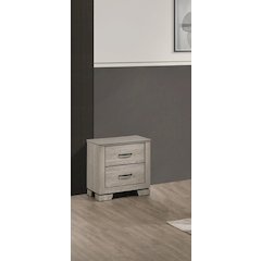 Greige Rustic Oak 2-Drawers Nightstand