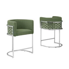 Green With Silver Barstool, Set Of One