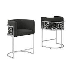 Black With Silver Barstool, Set Of One