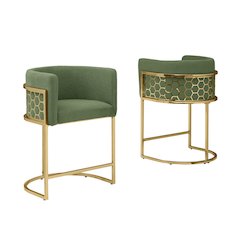 Green With Gold Barstool, Set Of One