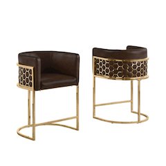 Leaather-Aire Espresso Counterheights 24" with Honeycomb Gold Chrome (Set of 2)