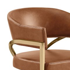 Single Leather-Aire Barstool Toffee with Gold Chrome Base