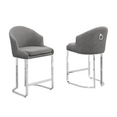 Best Quality Furniture Gray With Silver Barstool. Set Of Two