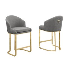 Best Quality Furniture Gray With Gold Barstool, Set Of Two