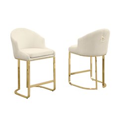 Best Quality Furniture Cream With Gold Barstool, Set Of Two