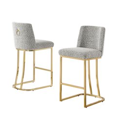 Rich Gray With Gold Base Barstools, Set Of 2