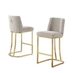 Gray With Gold Base Barstools, Set Of 2