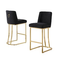 Black With Gold Base Barstools, Set Of 2