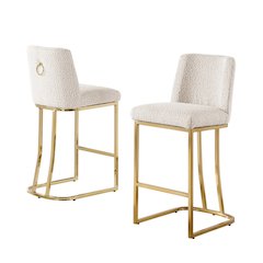 Cream With Gold Base Barstools, Set Of 2
