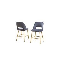 Dark gray with gold base bar stool (SET OF 2)