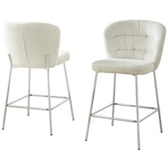 Cream With Chrome Base Counter-Height Chair, Set Of 2