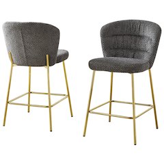 Dark Gray With Gold Base Counter-Height Chair, Set Of 2