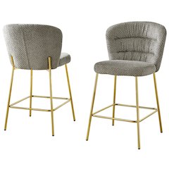 Gray With Gold Base Counter-Height Chair, Set Of 2