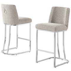 Gray With Silver Base Counter-Height Chairs, Set Of 2