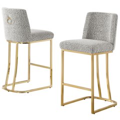 Rich Gray With Gold Base Counter-Height Chairs, Set Of 2